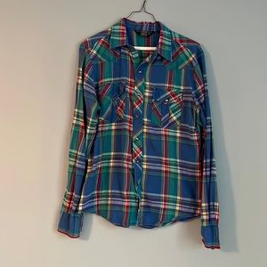 Salt Valley Western plaid snap front long sleeve shirt
